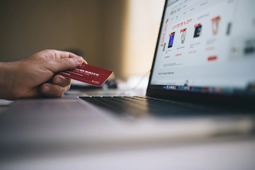 erson Shopping Online With Bank Card On Hand