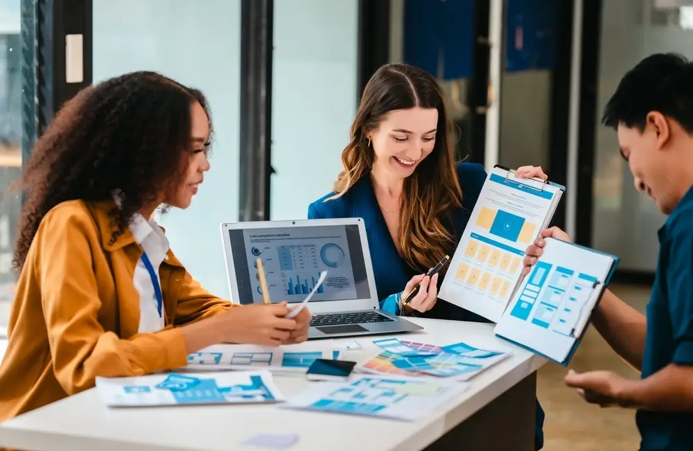 5Tales diverse team of professionals engaged in digital marketing planning